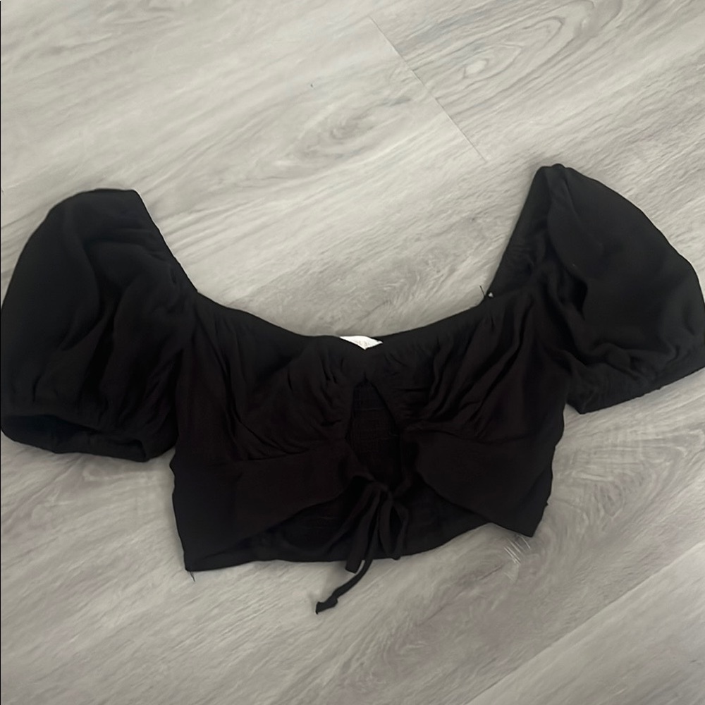 Elegant Black Puff Sleeve Top